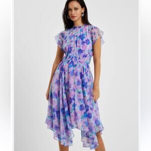 NWT French Connection Gretha Printed Crinkle A-Line Dress - 4